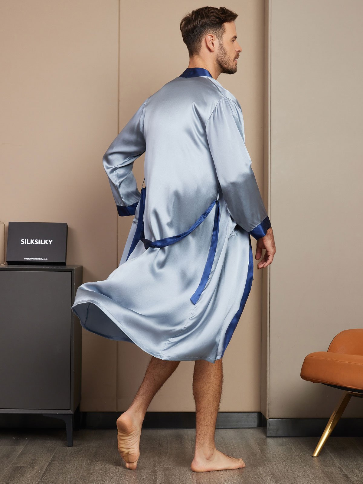 Clearance - Reiner Seiden Langarm Herren Morgenmantel