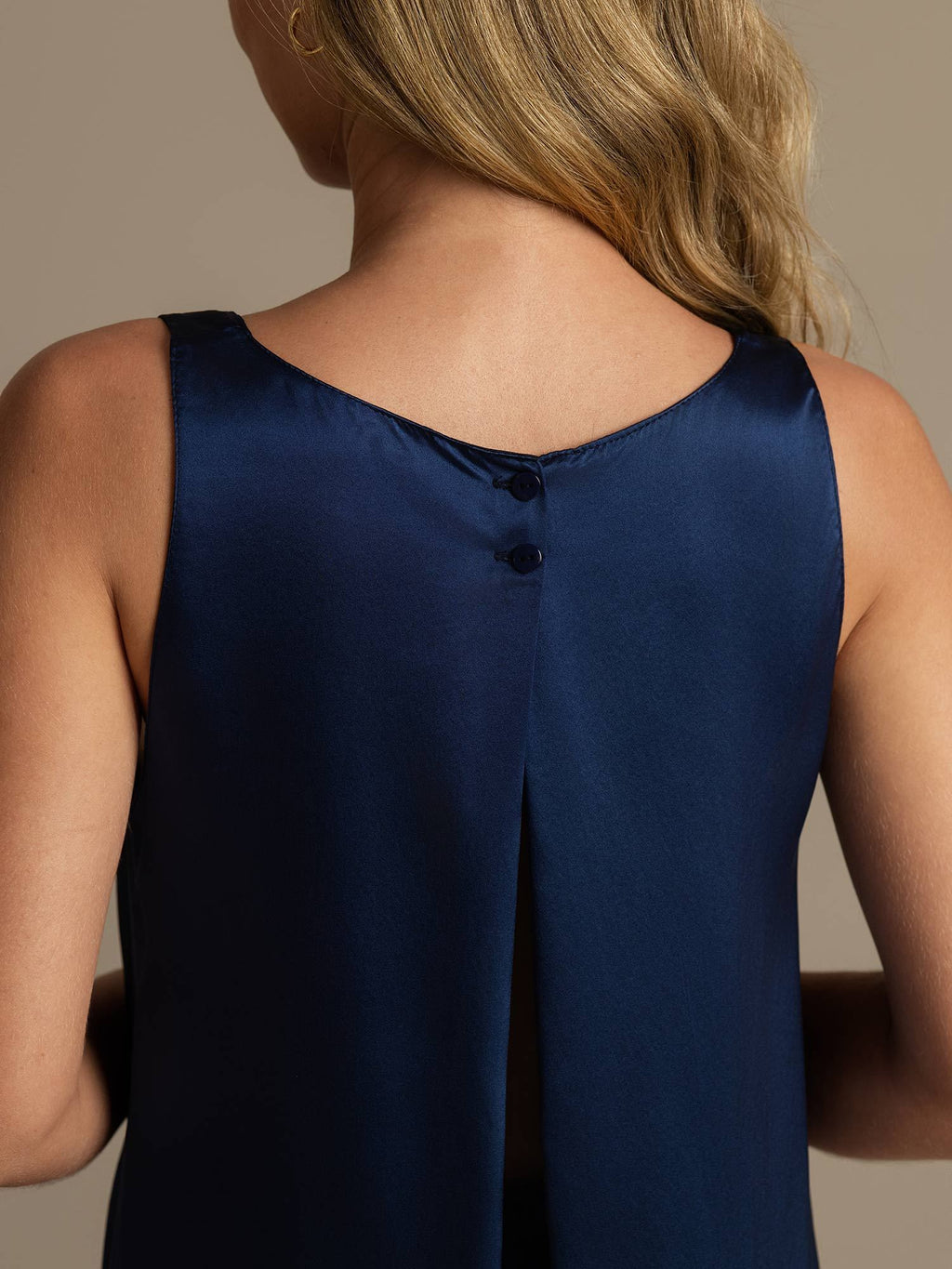 Reine Seide Ärmellos U-Ausschnitt Rückenlos High Low Tanktop Und Weite Bein Hose Set