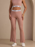 Seide Baumwolle Damen Gerade Bein Stretch Bund Lange Hose