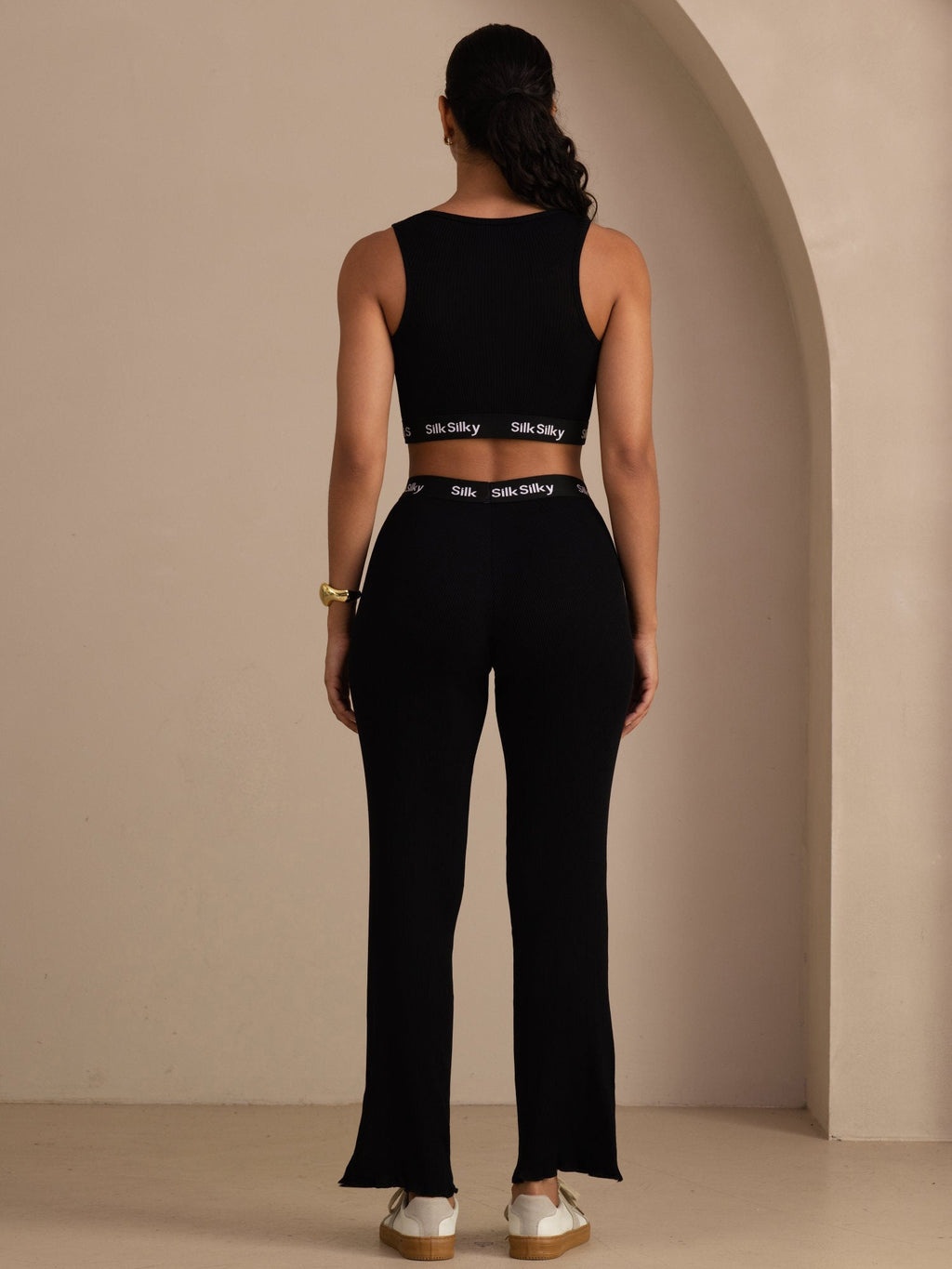 Seide Baumwolle Damen Gerade Bein Stretch Bund Lange Hose