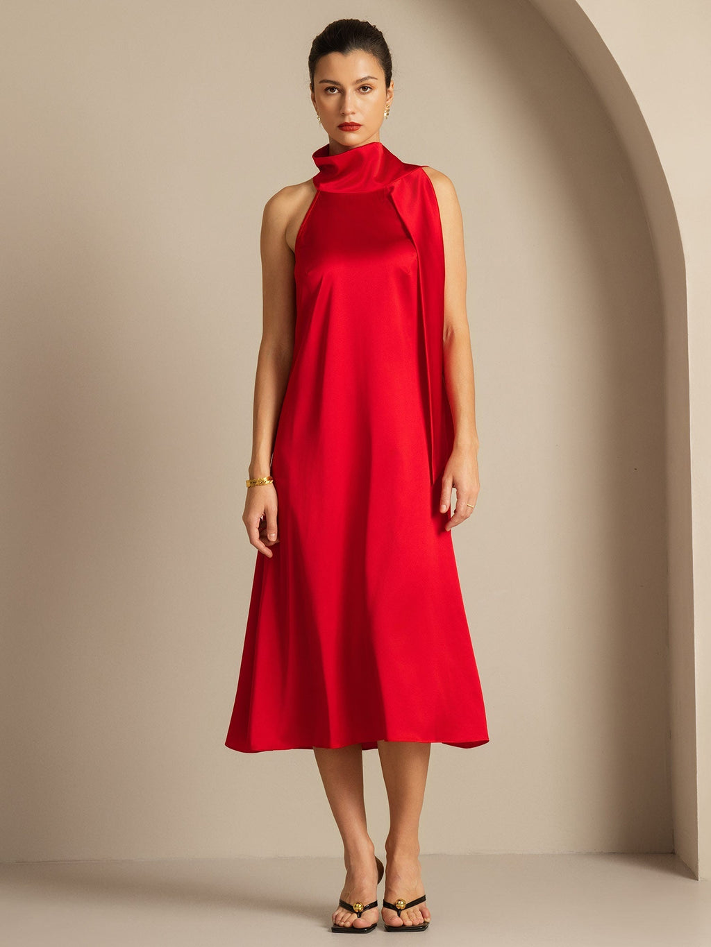 19Momme Seide Schleifenhals Kleid