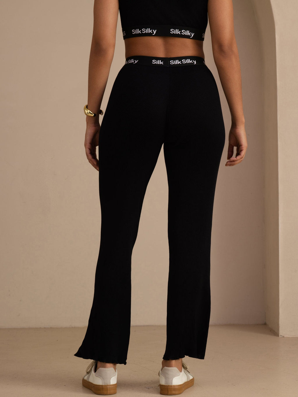 Seide Baumwolle Damen Gerade Bein Stretch Bund Lange Hose