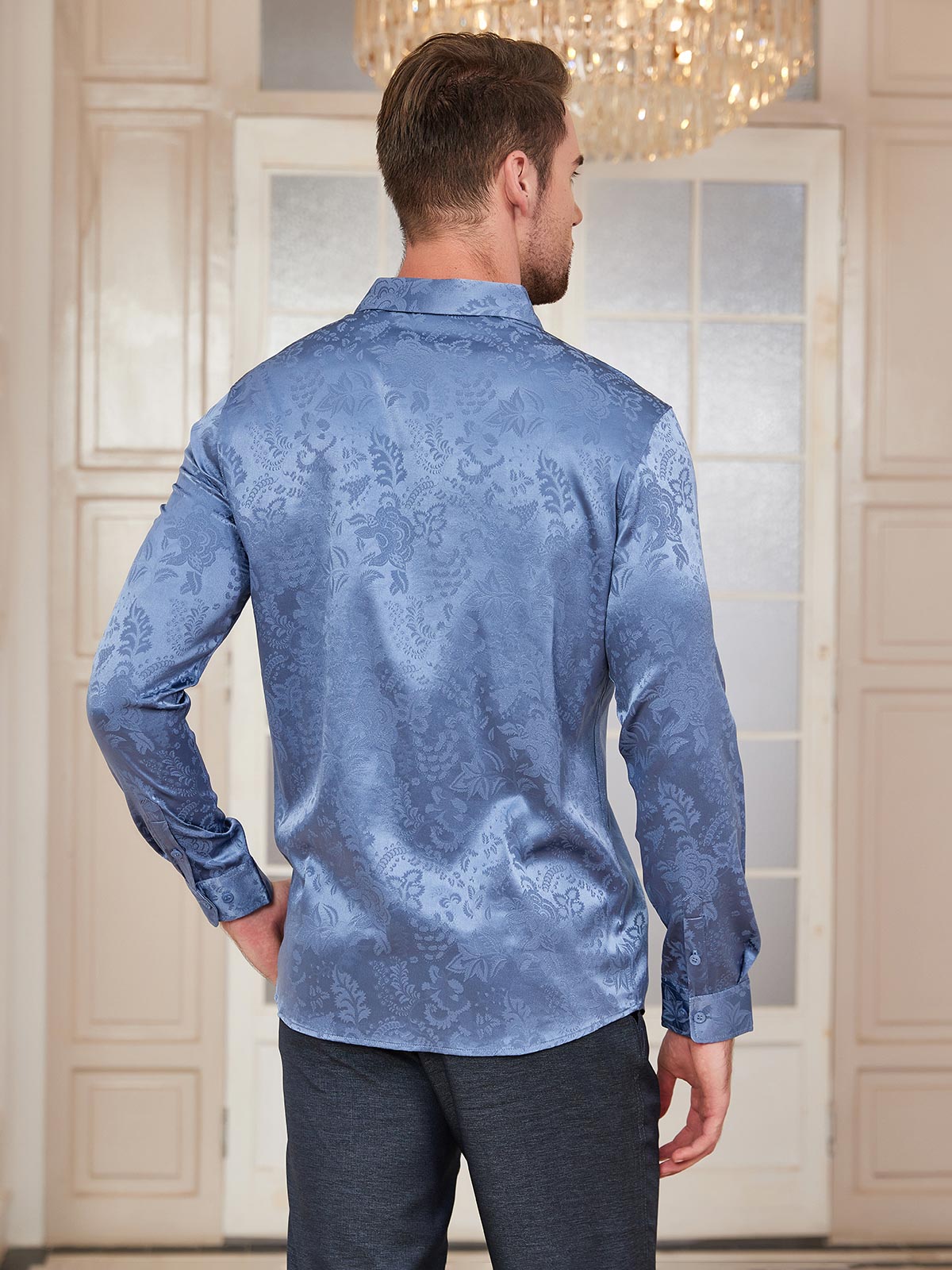 Clearance - Maulbeerseide-Jacquard-Hemd für Herren