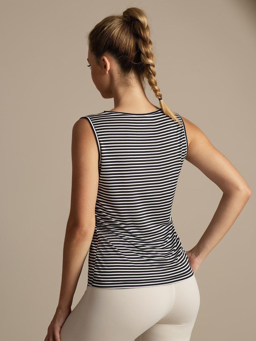 Clearance - Reine Seide Damen Freizeit Rundhalsausschnitt Streifen Sport Top