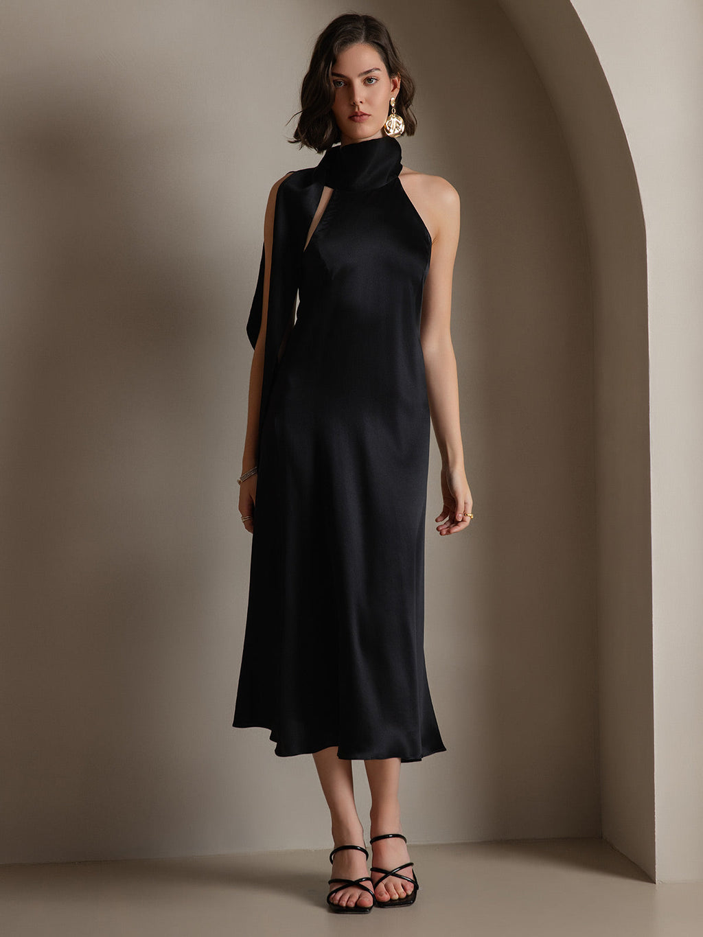 19Momme Seide Schleifenhals Kleid