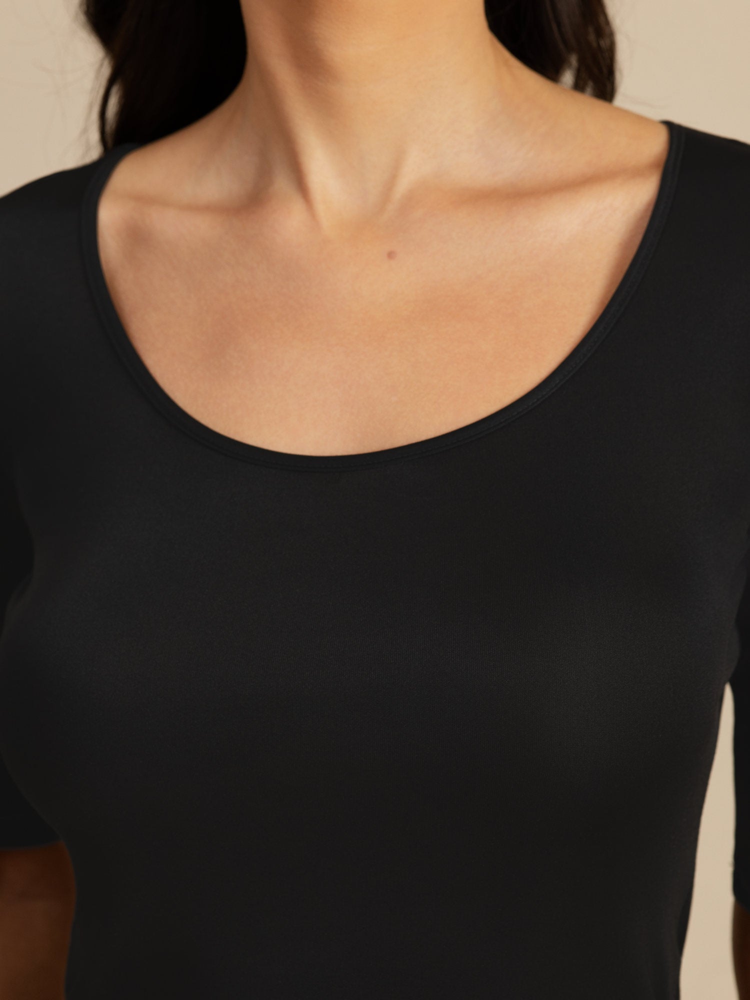 Reines Seiden Damen Halbarm Rundhals Top