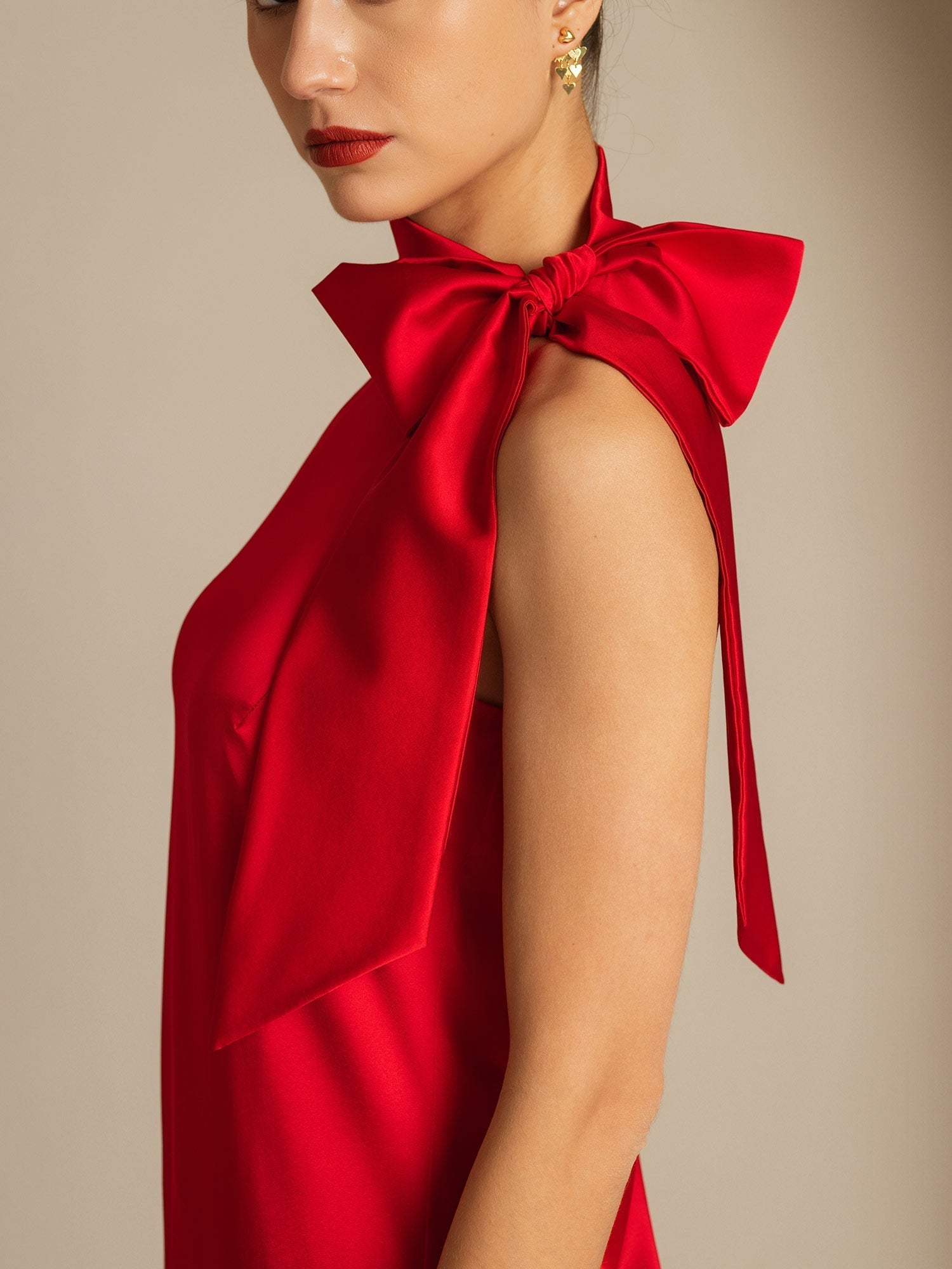 19Momme Seide Schleifenhals Kleid