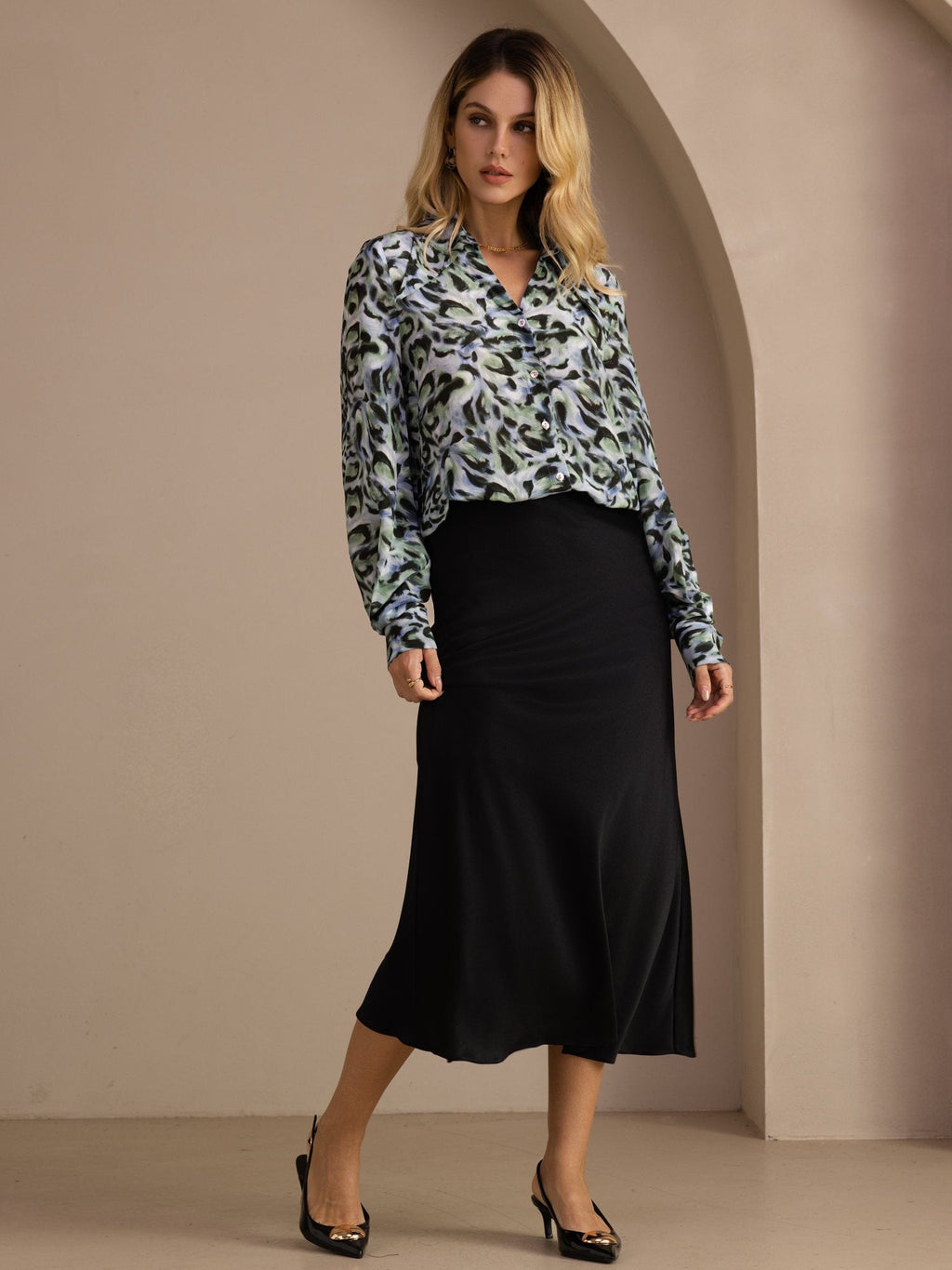 19Momme Seide Maxirock Mit Hoher Taille