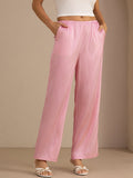 19Momme Seiden Damen Nadelstreifen Muster Hose Mit Taschen