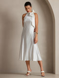 Clearance - 19Momme Seide Schleifenhals Kleid