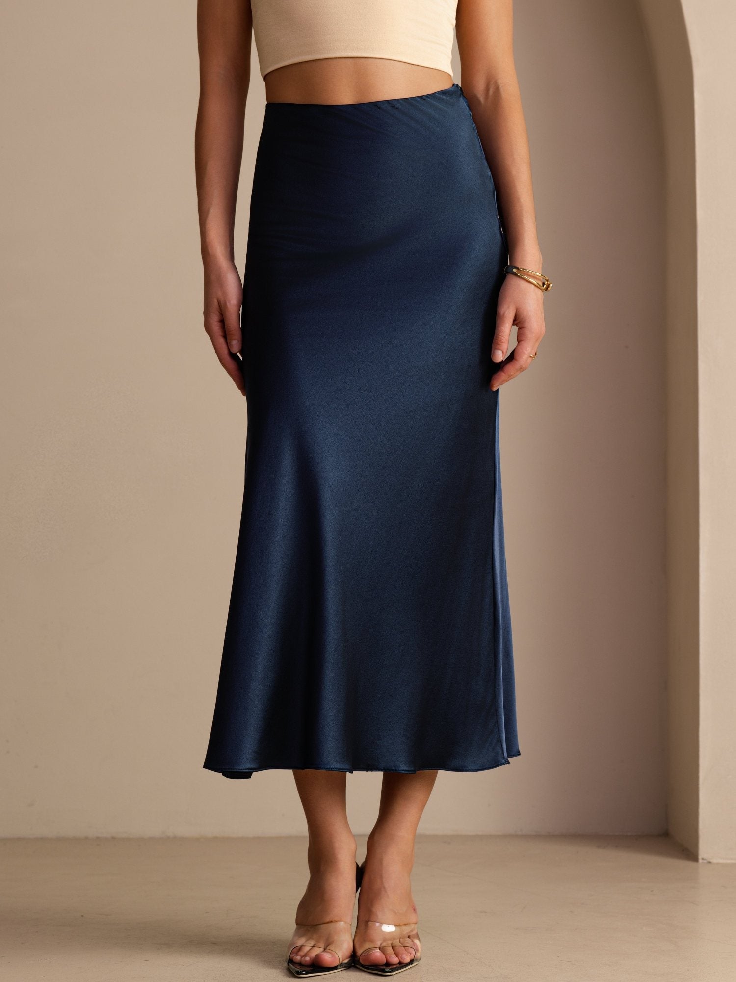 19Momme Seide Maxirock Mit Hoher Taille