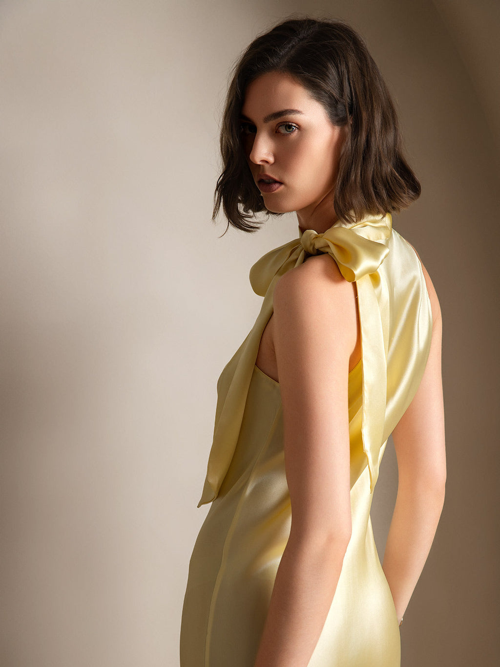19Momme Seide Schleifenhals Kleid