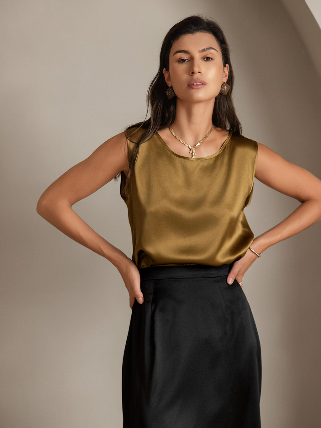 Clearance - 19Momme Seide Lounge Rundhals Tanktop