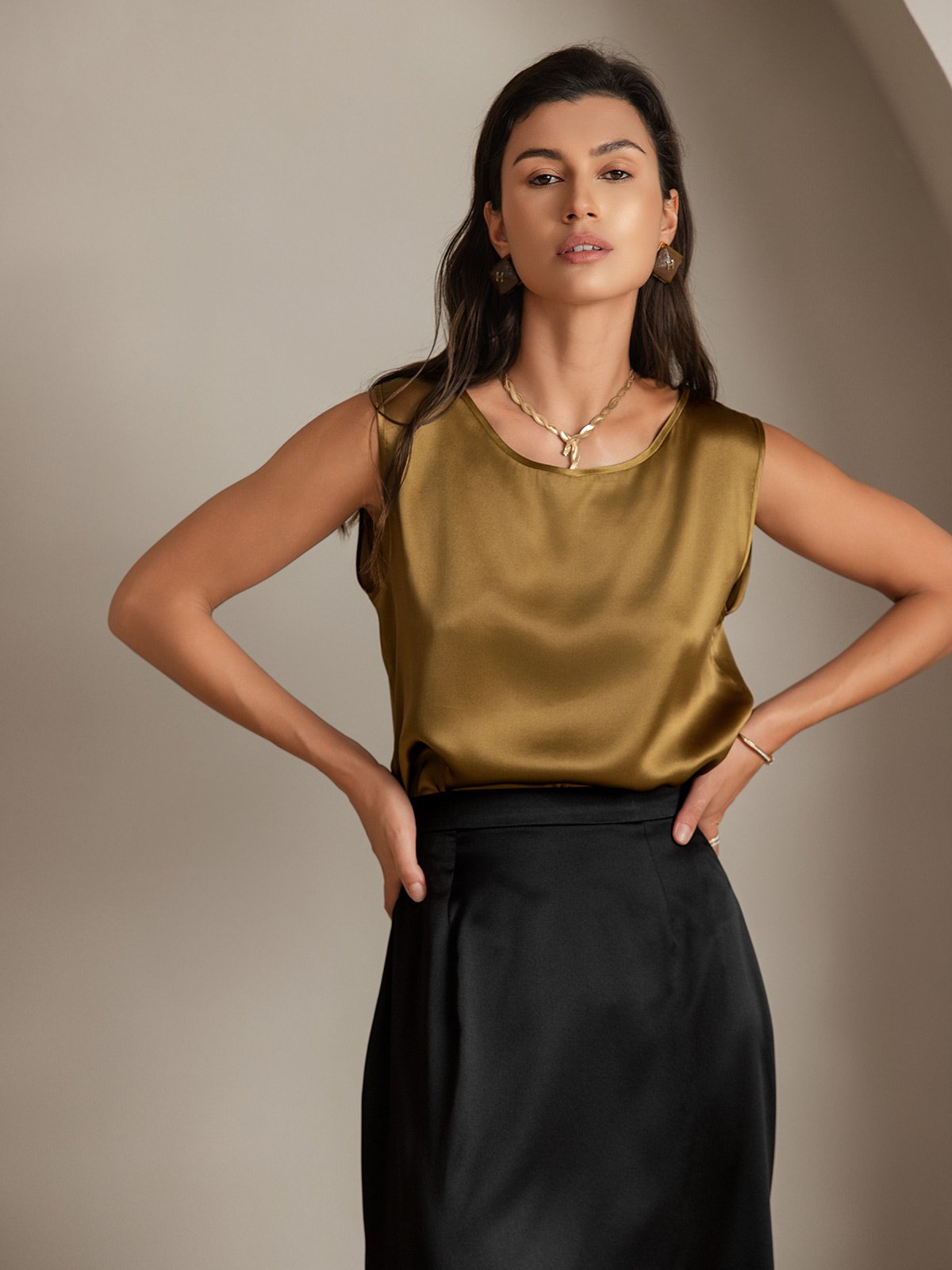 Clearance - 19Momme Seide Lounge Rundhals Tanktop