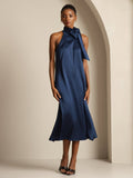 19Momme Seide Schleifenhals Kleid