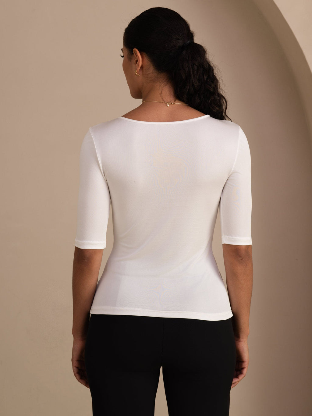 Reines Seiden Damen Halbarm Rundhals Top