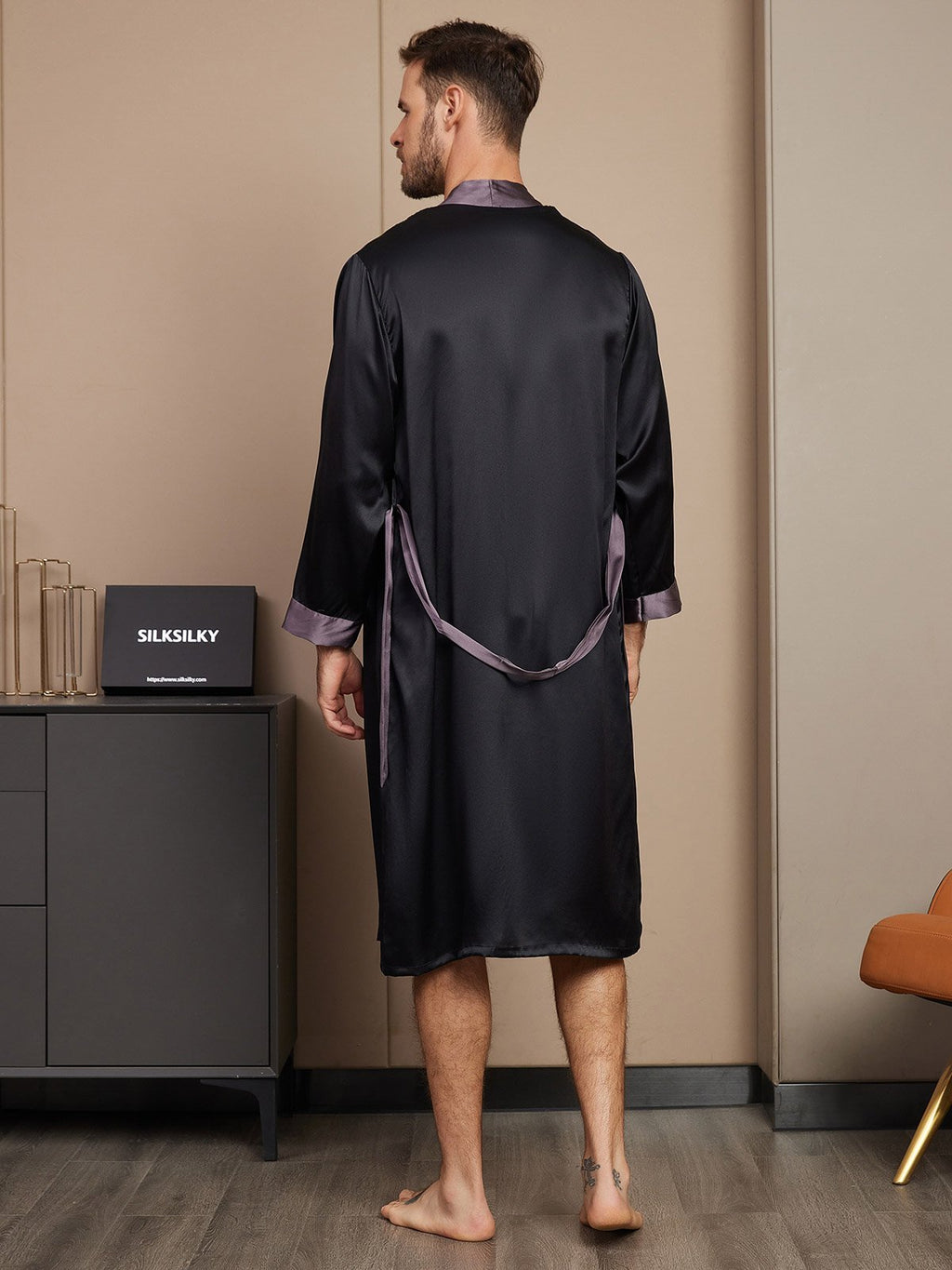 Clearance - Reiner Seiden Langarm Herren Morgenmantel
