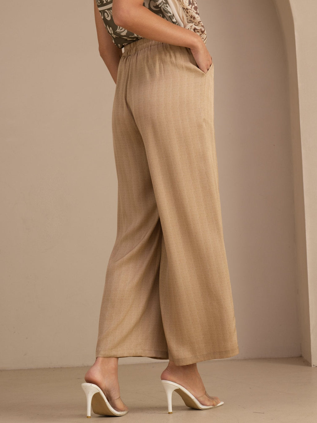 22Momme Seide Damen Hochtaillierte Weitbein Lange Hose Mit Taschen