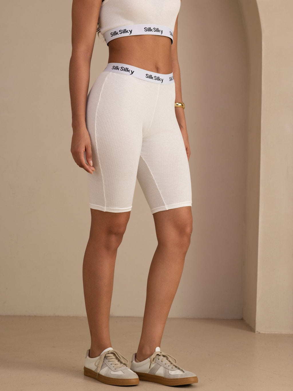 Seide Baumwolle Damen Fahrradshorts Logo Elastischer Taillenbund