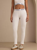 Seide Baumwolle Hochtaillierte Kordel Schlanke Jogger Hose Mit Seitentaschen