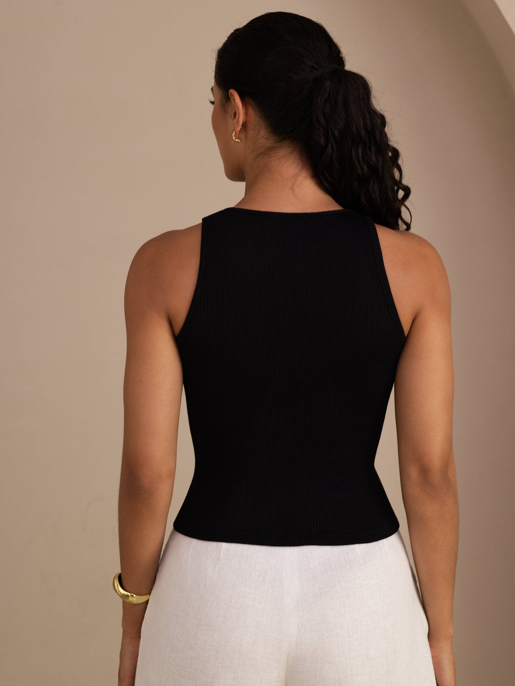 Seiden Baumwolle Damen Ärmellos Rundhals Schlanke Tanktop