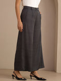 22Momme Seide Damen Hochtaillierte Weitbein Business Klassische Hose Mit Taschen