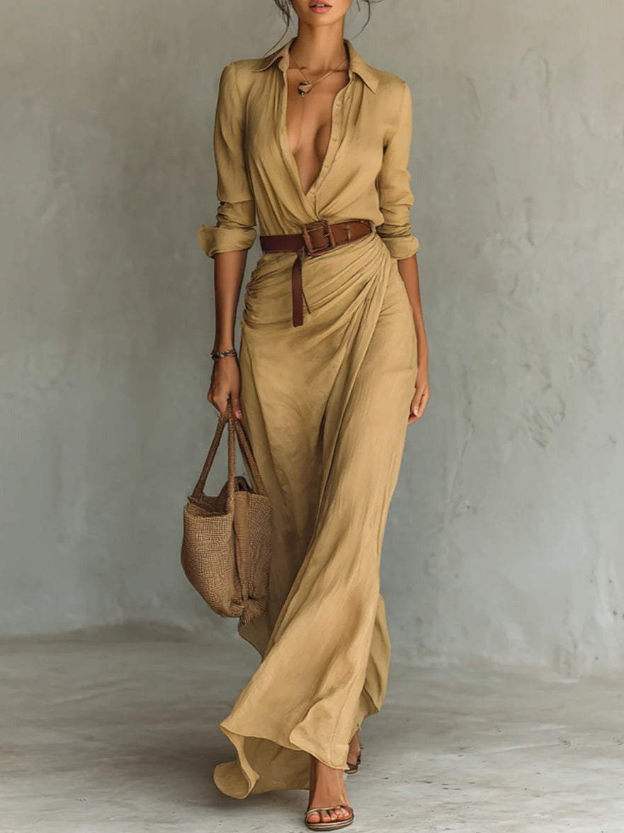 Dominique - Vestido tipo camisa casual elegante