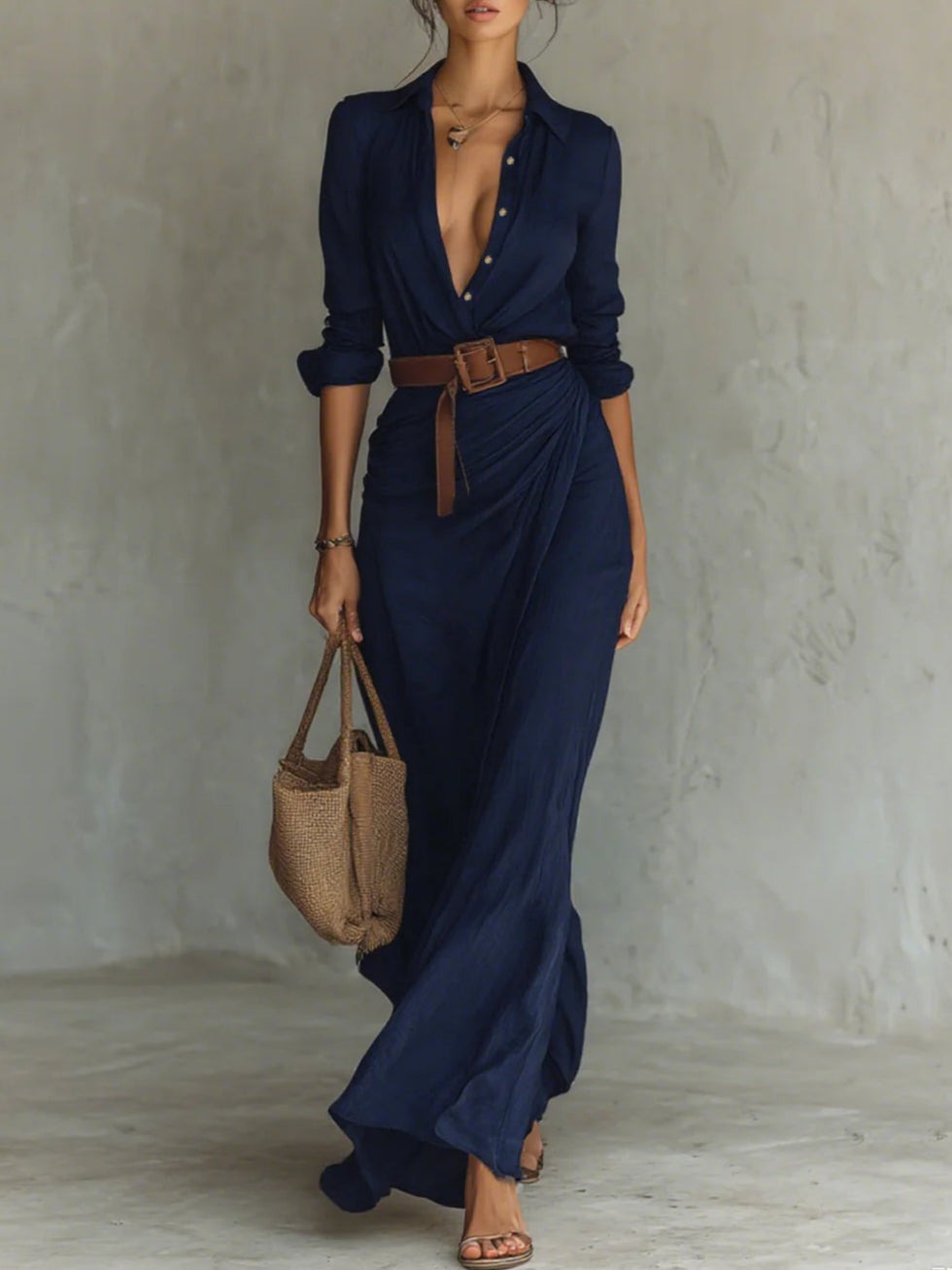 Dominique - Vestido tipo camisa casual elegante