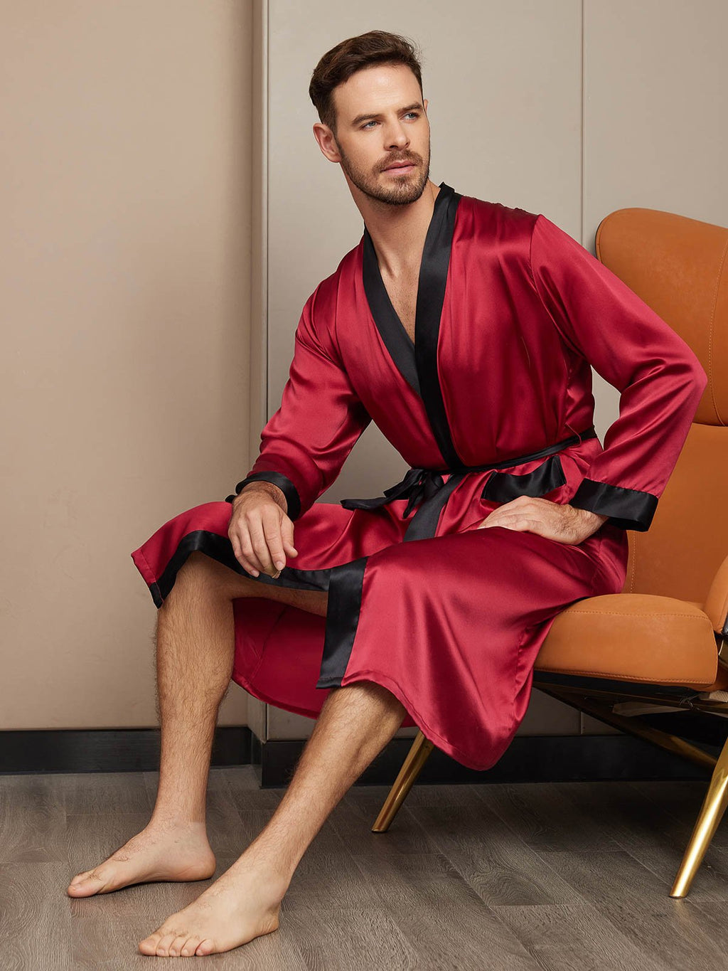 Clearance - Reiner Seiden Langarm Herren Morgenmantel