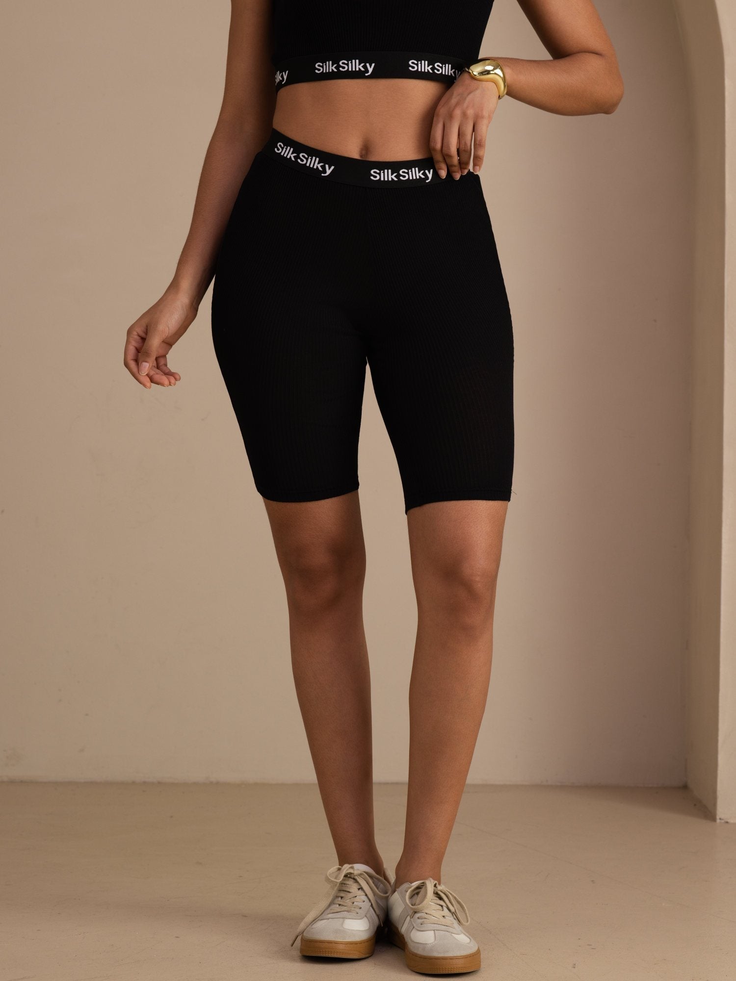 Seide Baumwolle Damen Fahrradshorts Logo Elastischer Taillenbund