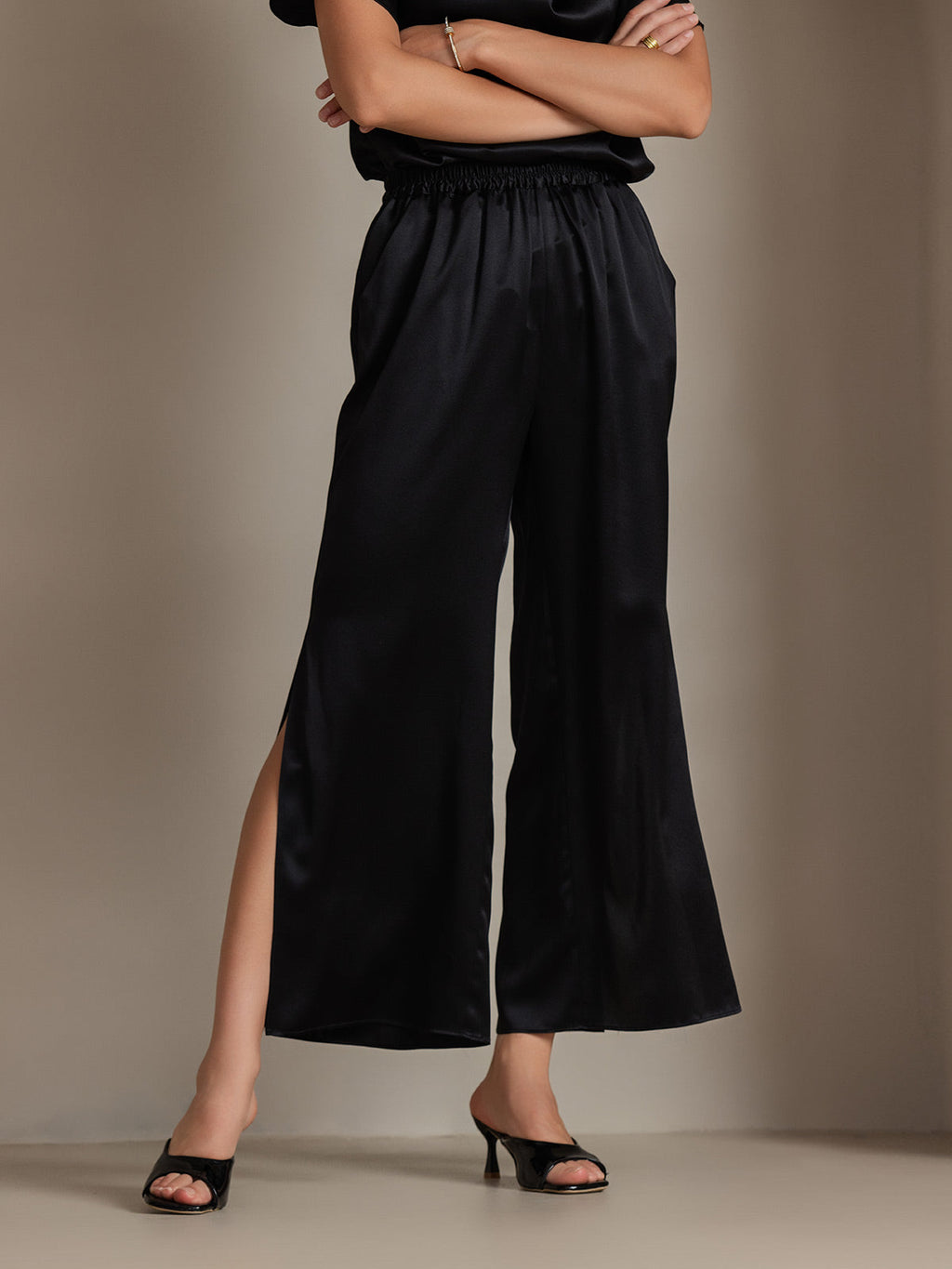Clearance - 19Momme Modische sexy Seidenhose mit seitlichen Schlitzen