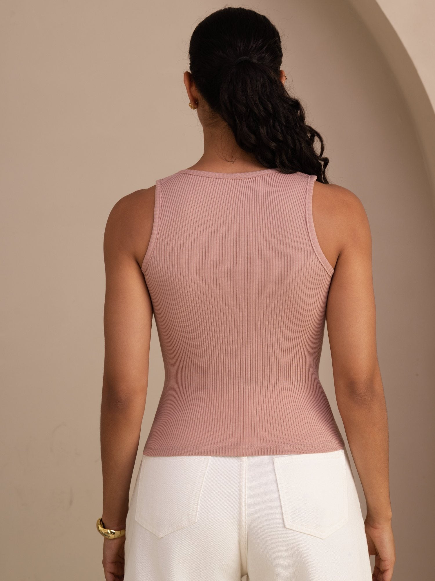 Damen Tanktop Aus Seiden Baumwollmischung Mit Tiefem V Ausschnitt Und Ärmellosem Design