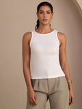 Seiden Baumwolle Damen Ärmellos Rundhals Schlanke Tanktop
