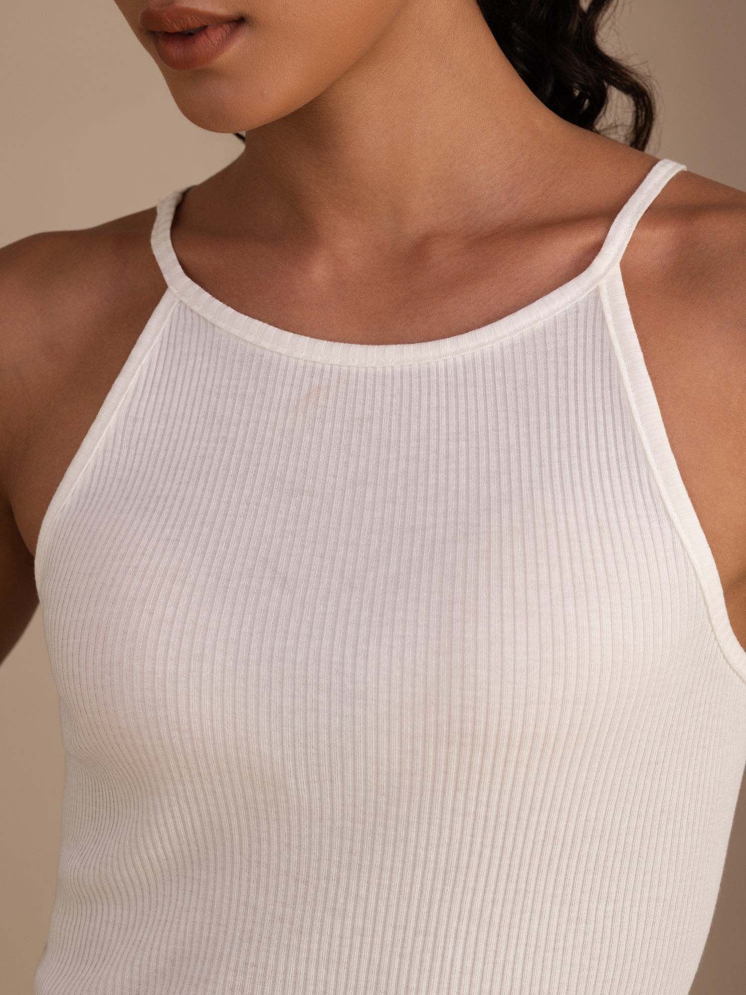 Damen Crop Tanktop Aus Seiden Baumwollmischung Mit Rundhalsausschnitt Und Ärmellosem Design