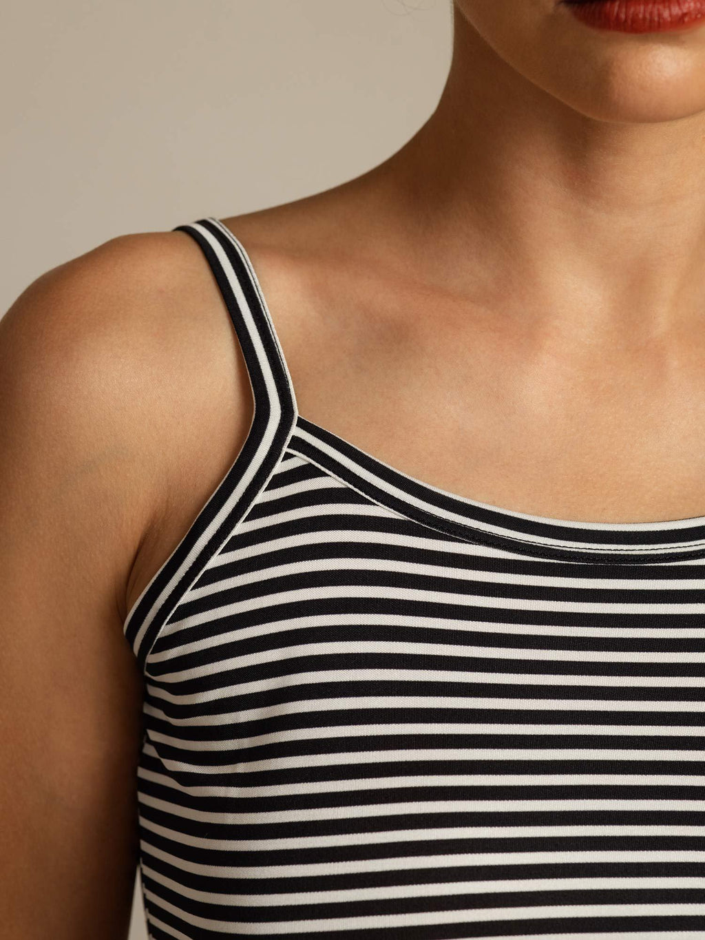 Reines Seiden Spaghettiträger Quadratischer Ausschnitt Gestreiftes Camisole Top