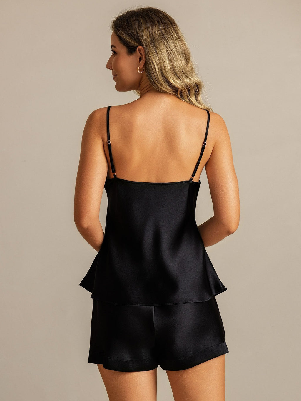 Reines Seiden Spaghettiträger V Ausschnitt Minimalistisches Camisole Set