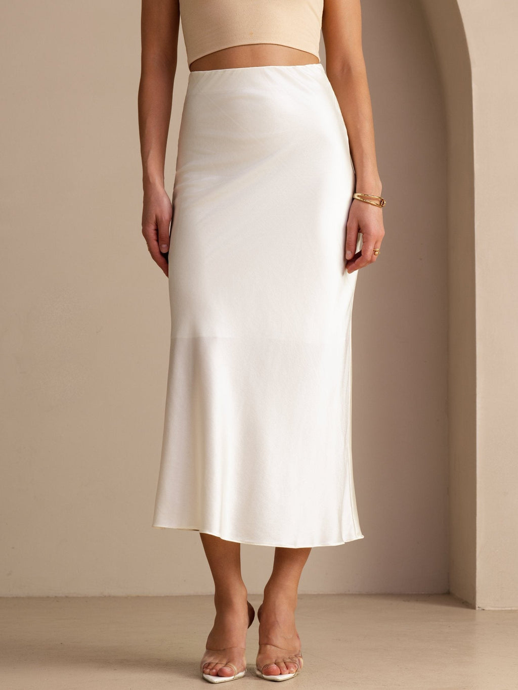 19Momme Seide Maxirock Mit Hoher Taille