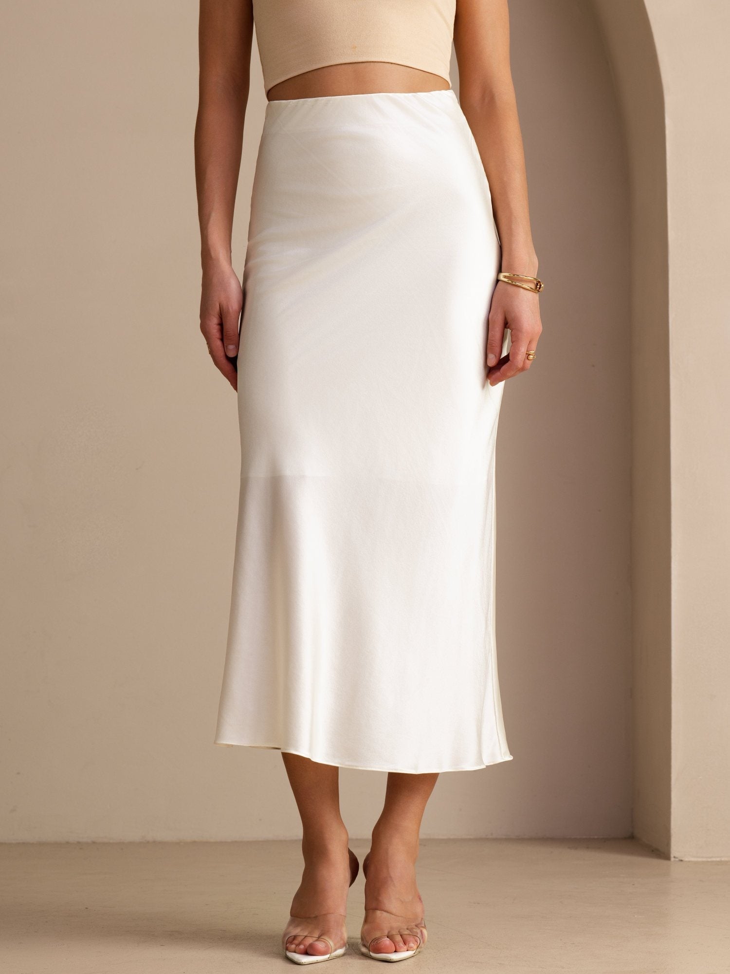 19Momme Seide Maxirock Mit Hoher Taille