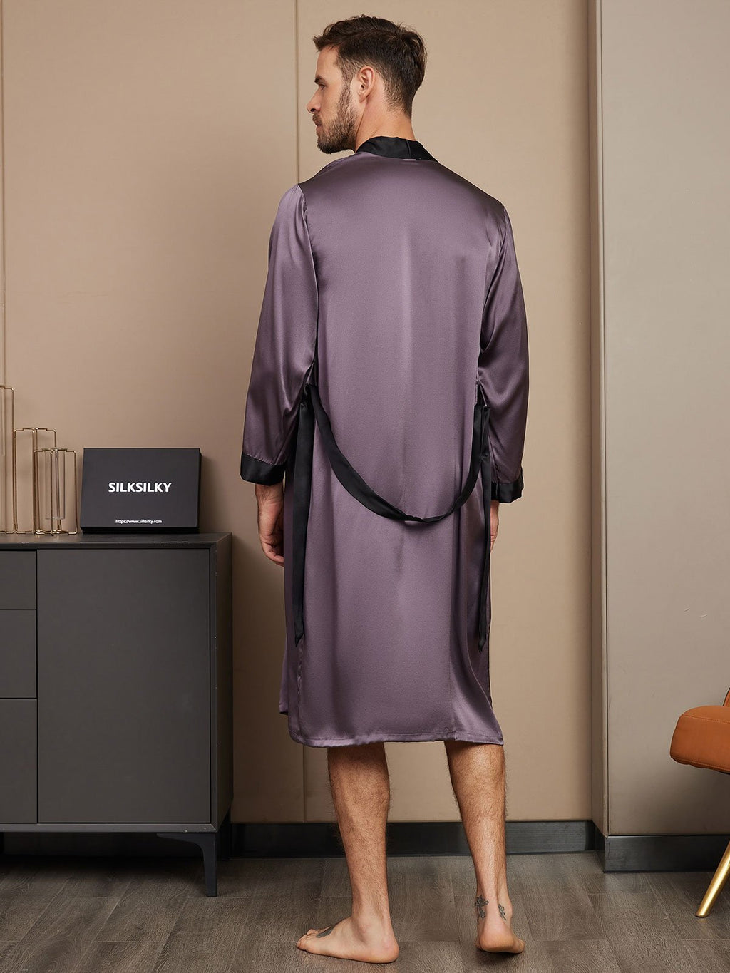 Clearance - Reiner Seiden Langarm Herren Morgenmantel