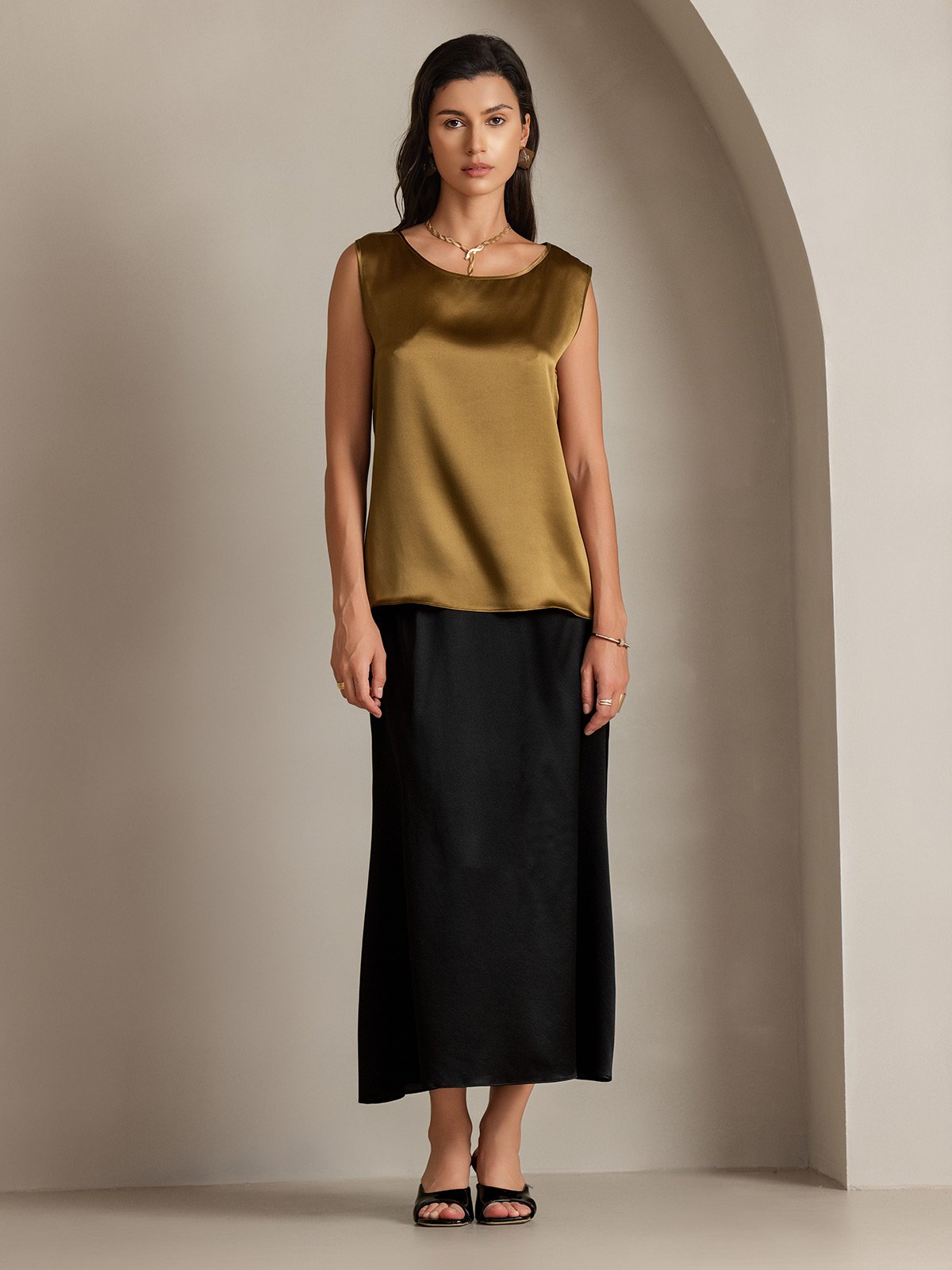 Clearance - 19Momme Seide Lounge Rundhals Tanktop