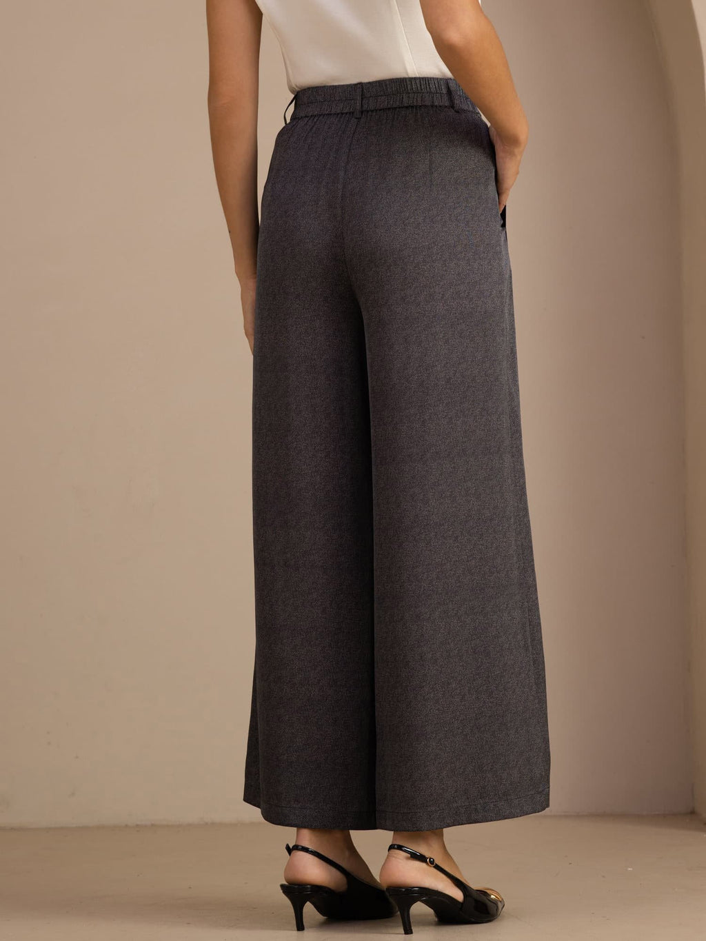 22Momme Seide Damen Hochtaillierte Weitbein Business Klassische Hose Mit Taschen