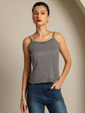 Reines Seiden Spaghettiträger Quadratischer Ausschnitt Gestreiftes Camisole Top