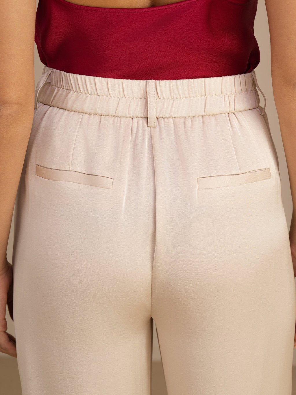 22 Momme Seide Damen Hochtaillierte Weit Bein Freizeit Hose Mit Taschen