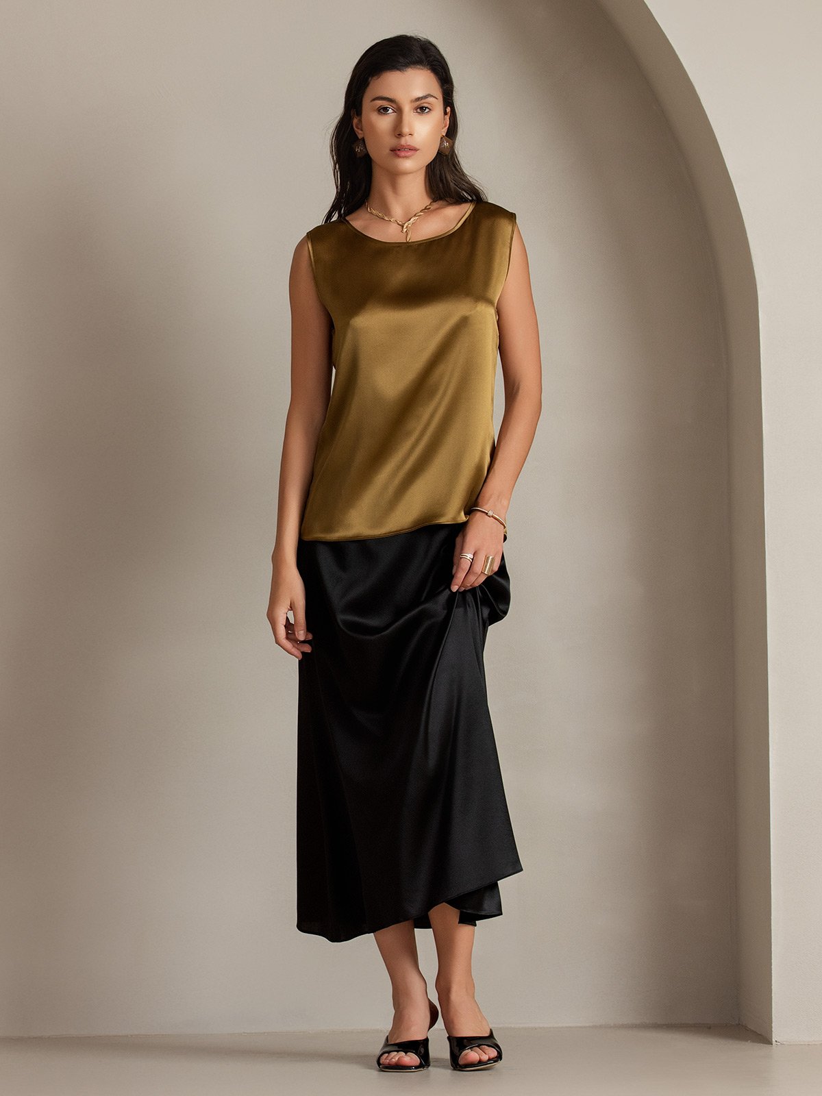 Clearance - 19Momme Seide Lounge Rundhals Tanktop