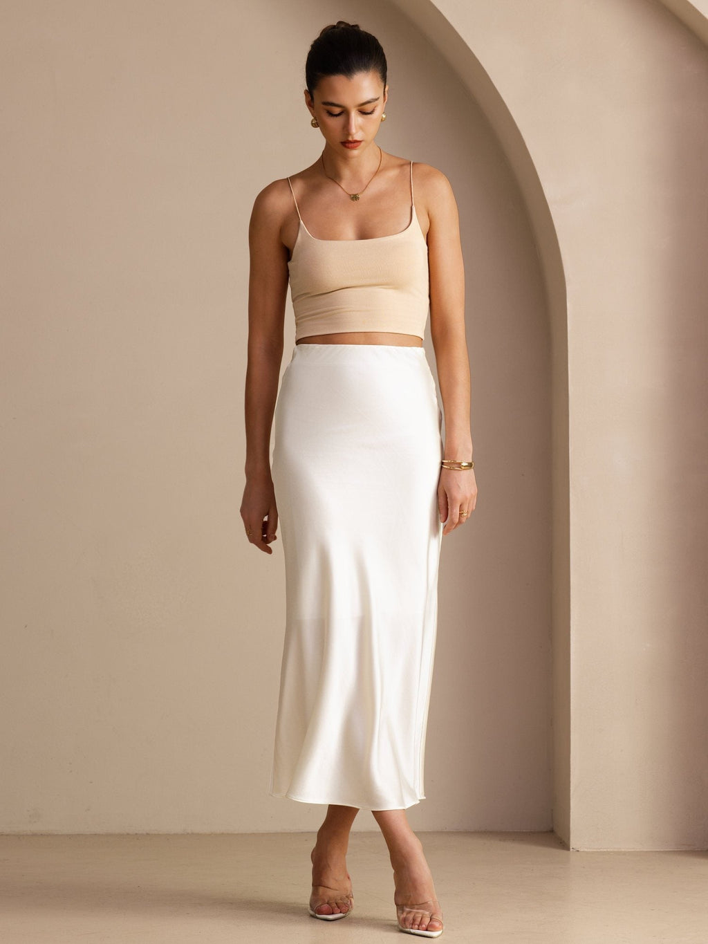 19Momme Seide Maxirock Mit Hoher Taille