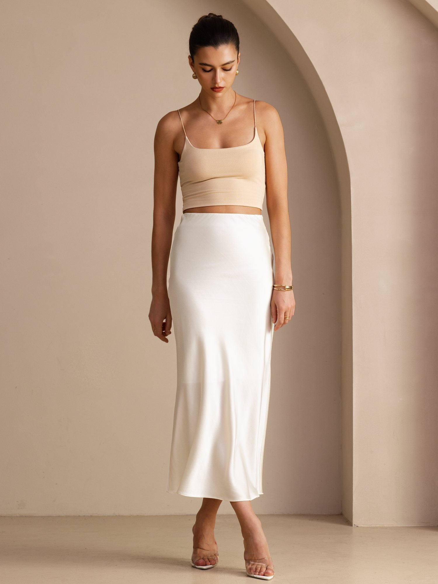 19Momme Seide Maxirock Mit Hoher Taille