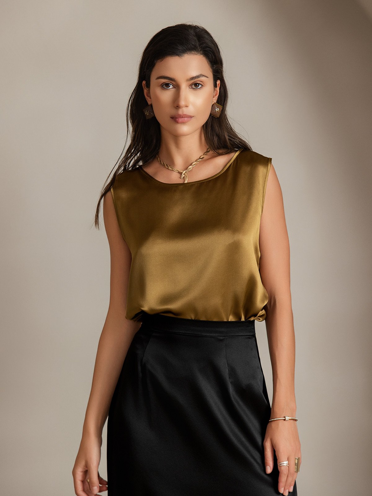 Clearance - 19Momme Seide Lounge Rundhals Tanktop