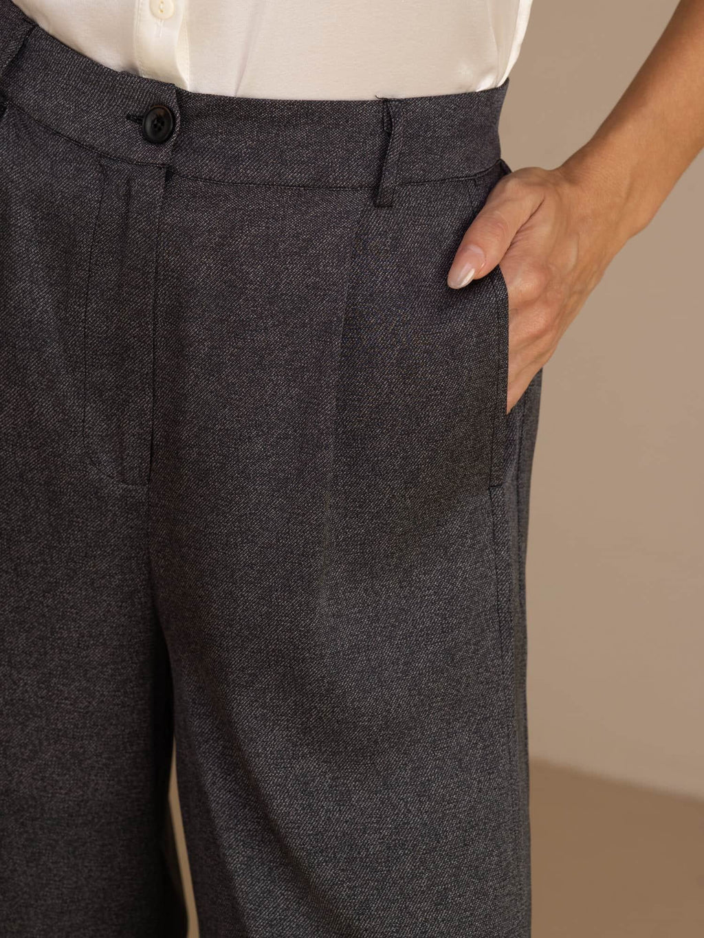 22Momme Seide Damen Hochtaillierte Weitbein Business Klassische Hose Mit Taschen