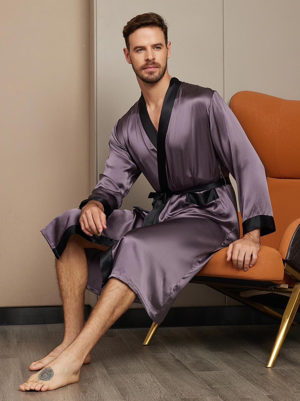 Clearance - Reiner Seiden Langarm Herren Morgenmantel