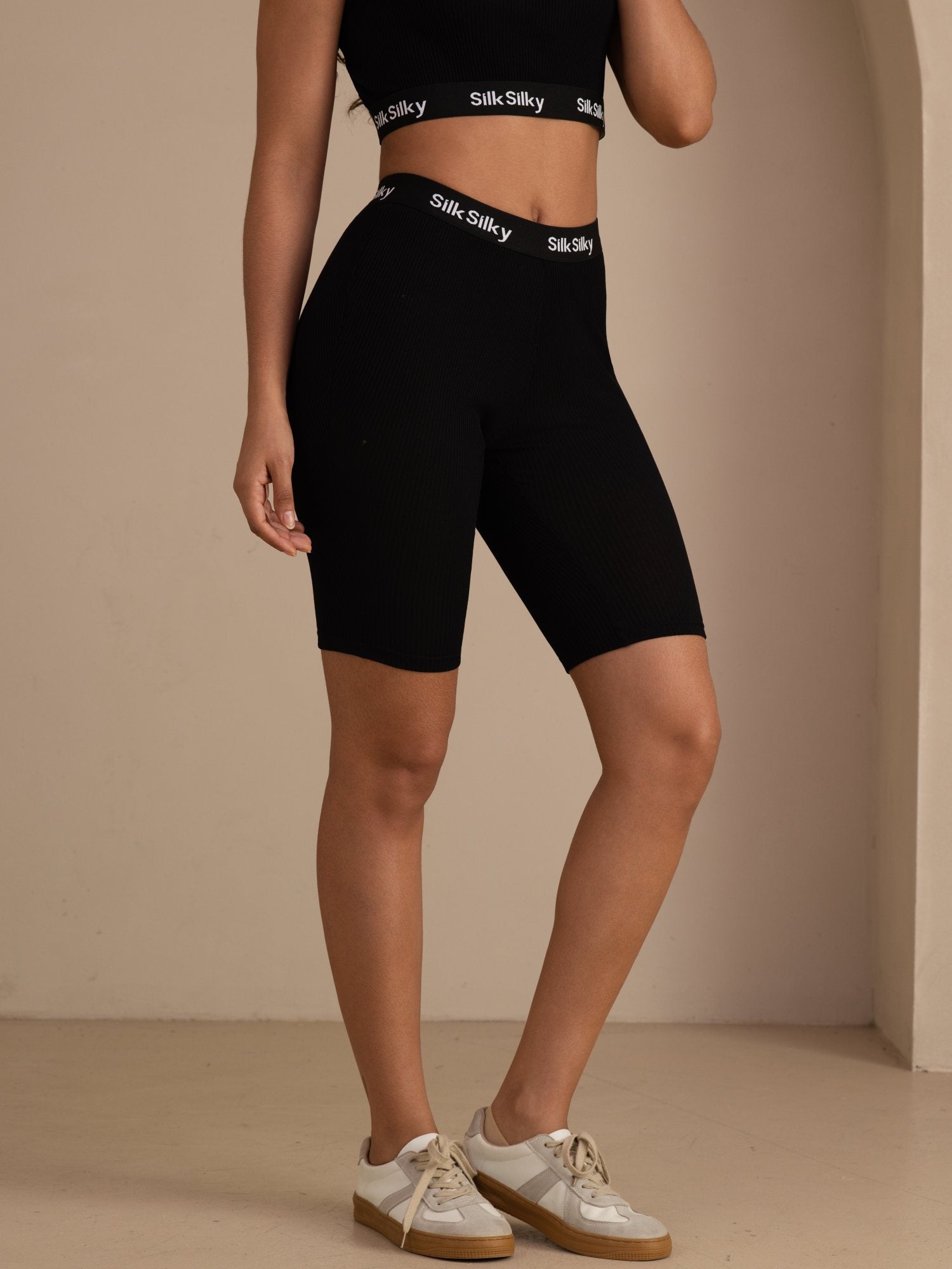 Seide Baumwolle Damen Fahrradshorts Logo Elastischer Taillenbund